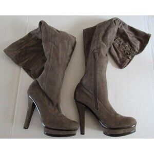 Jennifer Lopez JLO JLLISETTE GREY Over the Knee Faux Suede Platform Boots 9M